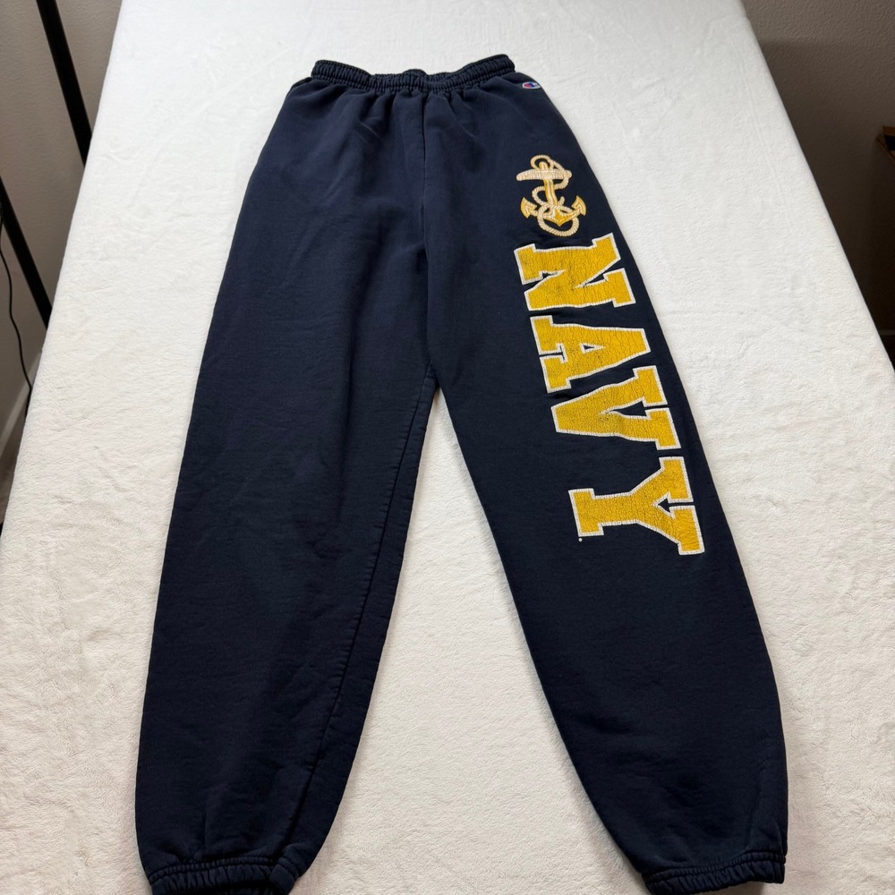 Champion Navy Sweatpants Mens Small Blue Good US Naval Academy Graphic Joggers